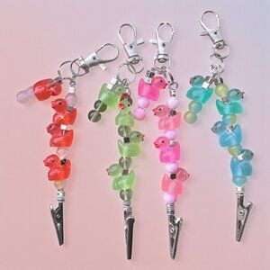 Hand made Roach clip Rubber ducky style Orange Duck Beaded ATM Card ClipLong